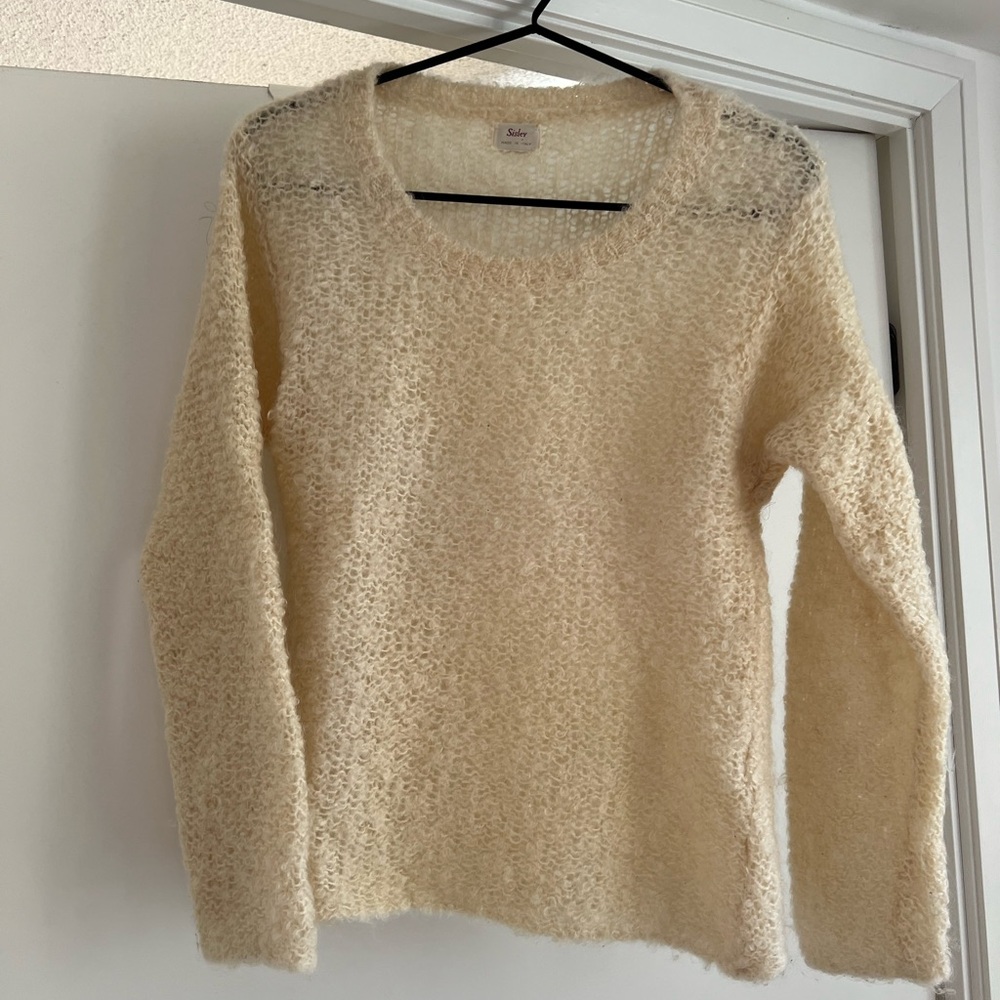 Sisley made in Italy butter-yellow mohair and wool sweater, small